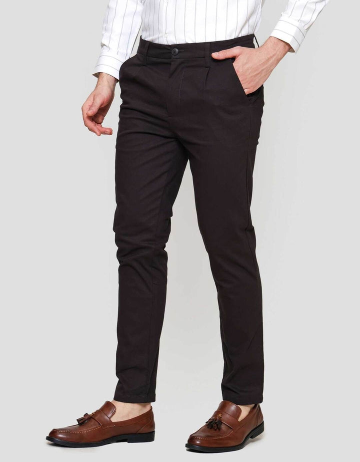 Cole Woven Slim Pleated Twill Celana Panjang Pria