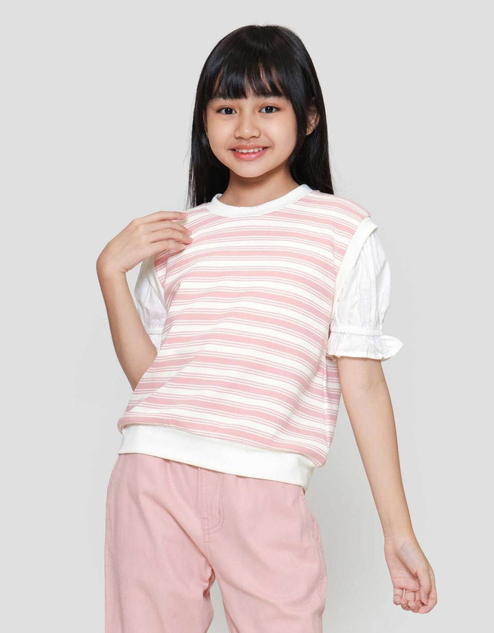 Nevada Garis 3 Komb Woven Kaos Anak Perempuan