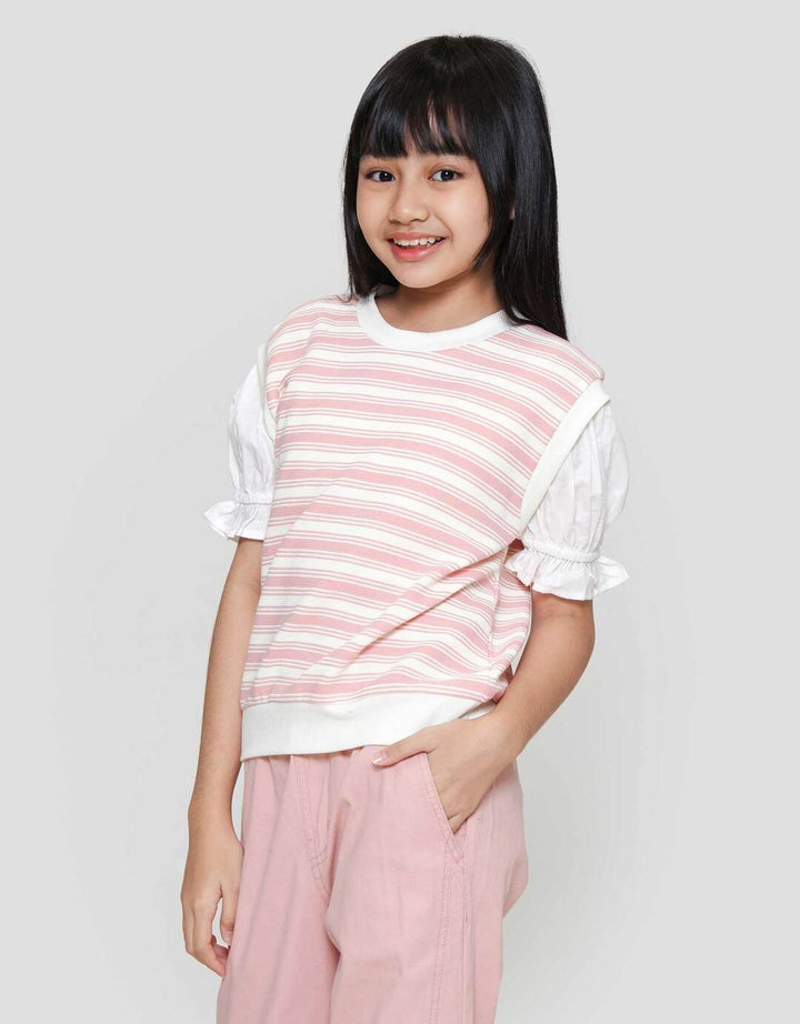 Nevada Garis 3 Komb Woven Kaos Anak Perempuan