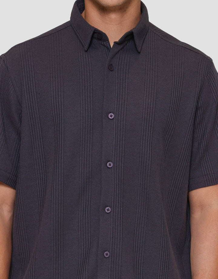 Cole Knitt Texture Waffle Kemeja Pria