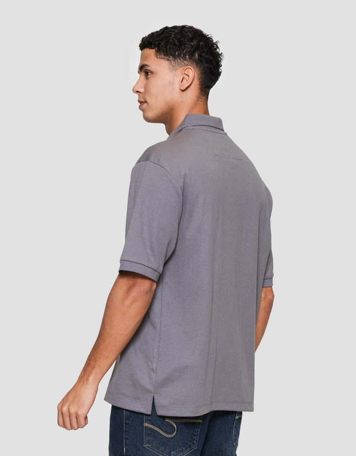 Cole Knitt Texture Camp Colar Kemeja Pria