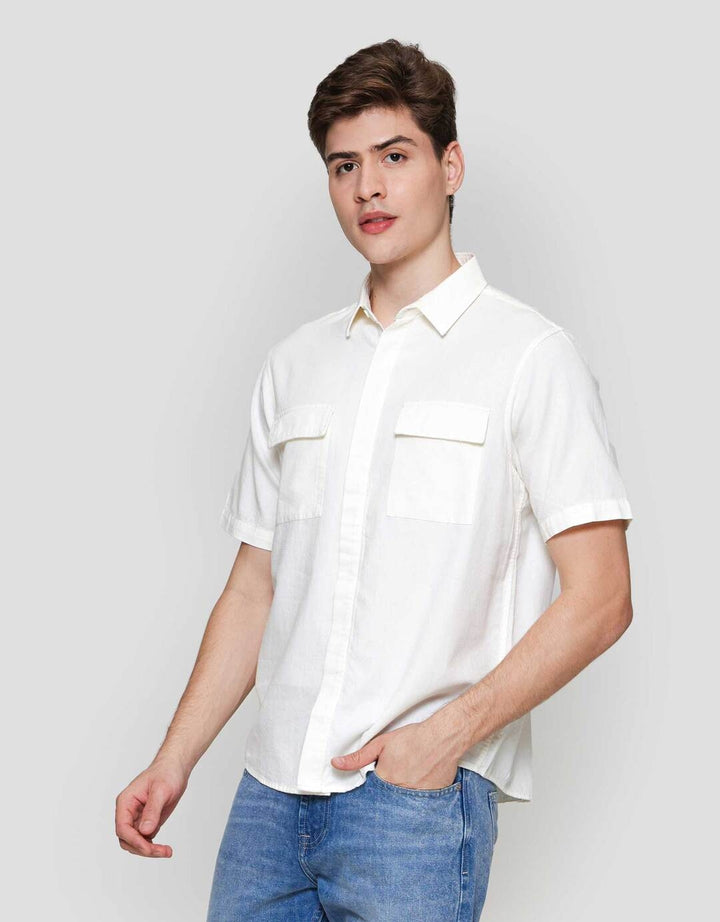 Cole Twill Double Pocket Kemeja Lengan Pendek Pria