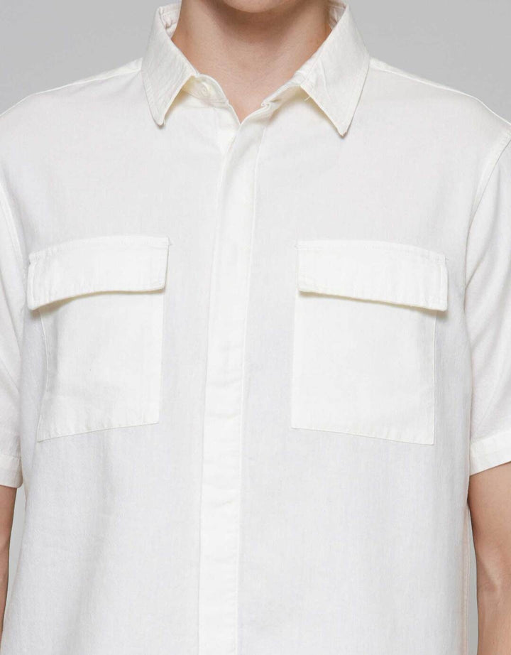 Cole Twill Double Pocket Kemeja Lengan Pendek Pria