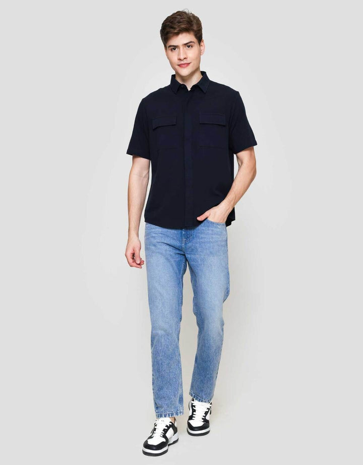 Cole Twill Double Pocket Kemeja Lengan Pendek Pria