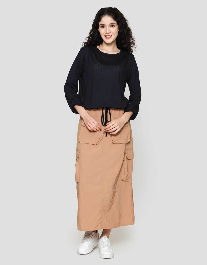 Connexion Cot Poly Tekstur Drastring Kaos Wanita