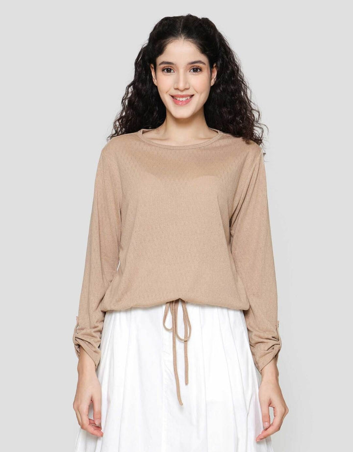 Connexion Cot Poly Tekstur Drastring Kaos Wanita