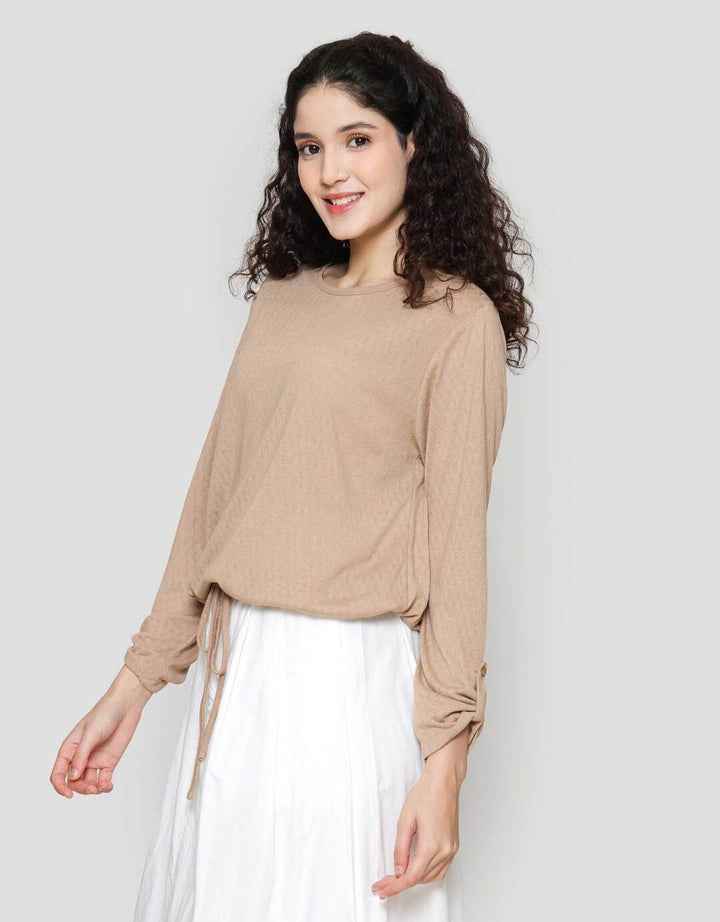 Connexion Cot Poly Tekstur Drastring Kaos Wanita