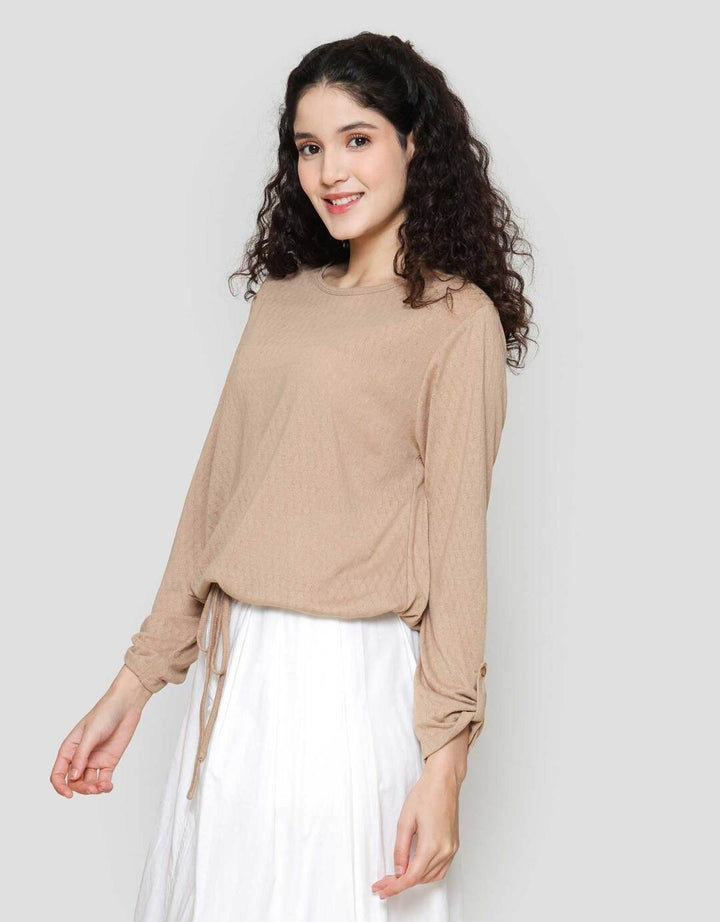 Connexion Cot Poly Tekstur Drastring Kaos Wanita