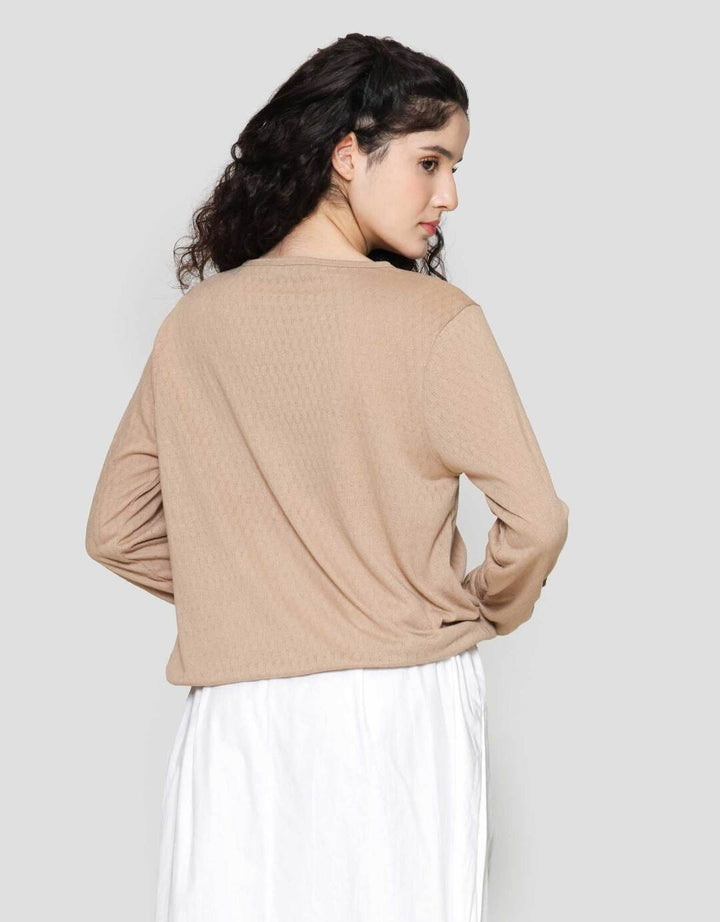 Connexion Cot Poly Tekstur Drastring Kaos Wanita