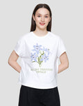 Connexion Print Lily Flowers Kaos Lengan Pendek Wanita