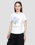 Connexion Print Lily Flowers Kaos Lengan Pendek Wanita