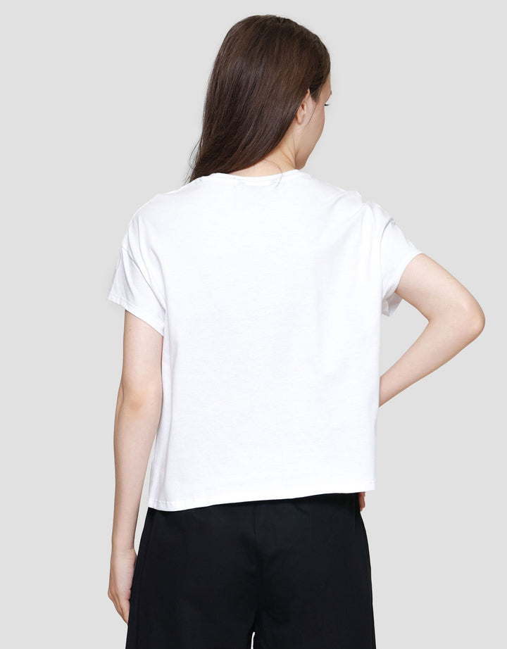 Connexion Print Lily Flowers Kaos Lengan Pendek Wanita