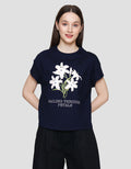 Connexion Print Lily Flowers Kaos Lengan Pendek Wanita