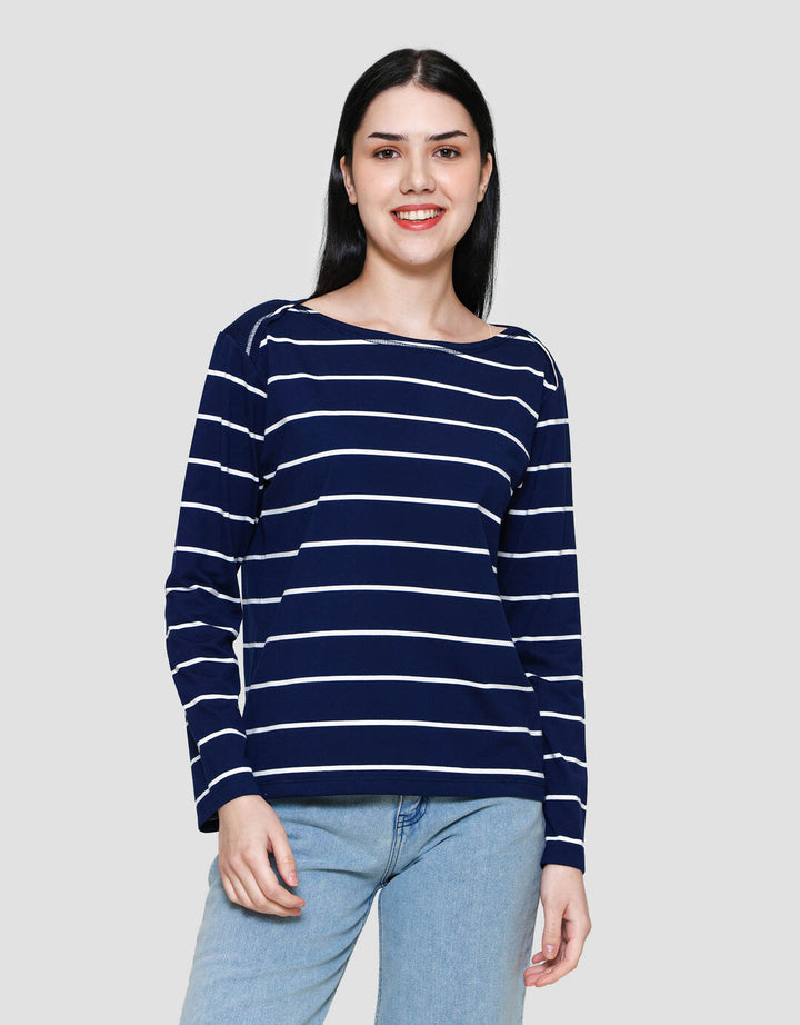 Connexion Boatneck Stripe Kaos Wanita