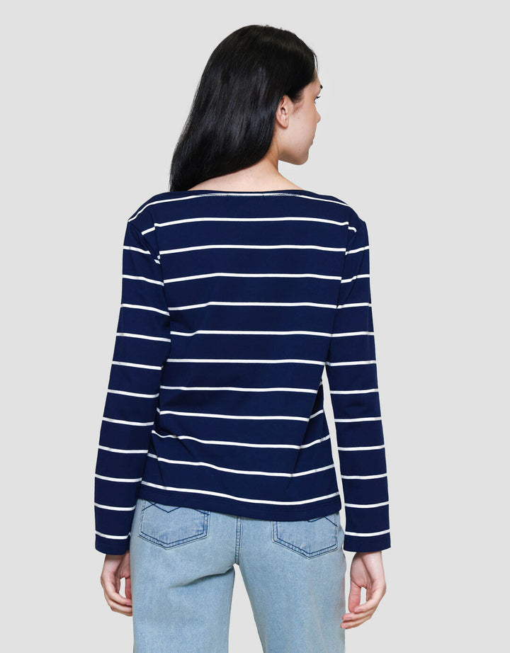 Connexion Boatneck Stripe Kaos Wanita