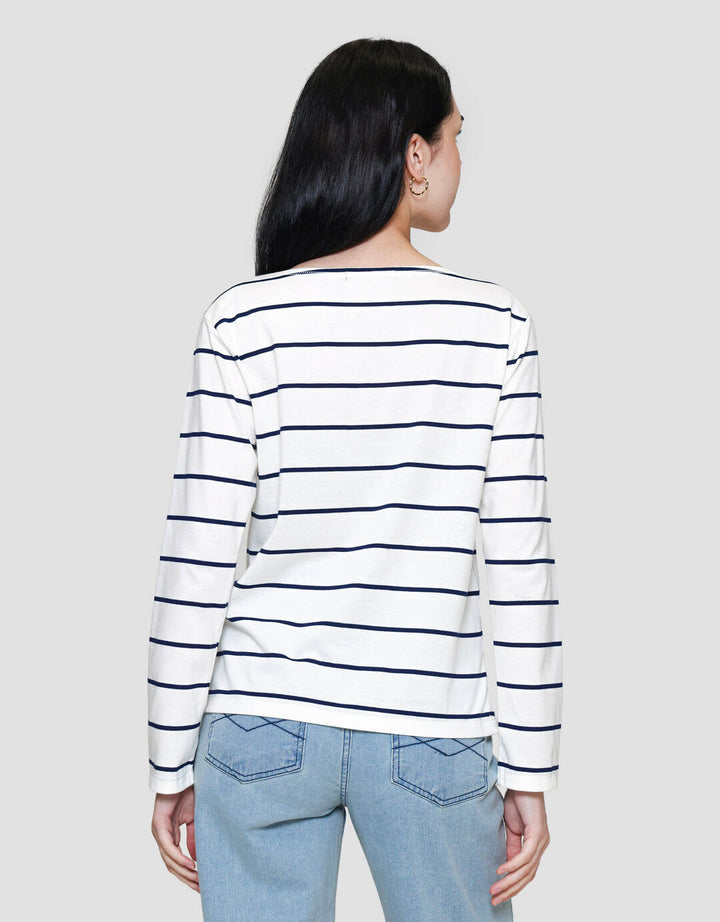 Connexion Boatneck Stripe Kaos Wanita
