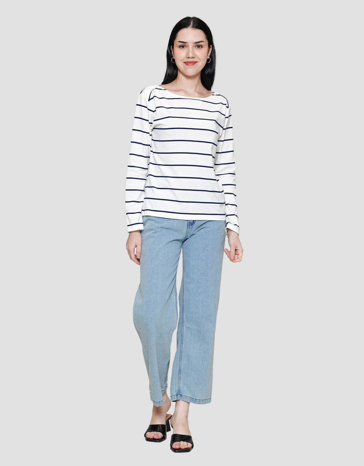 Connexion Boatneck Stripe Kaos Wanita