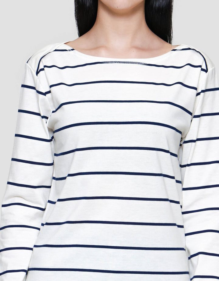 Connexion Boatneck Stripe Kaos Wanita