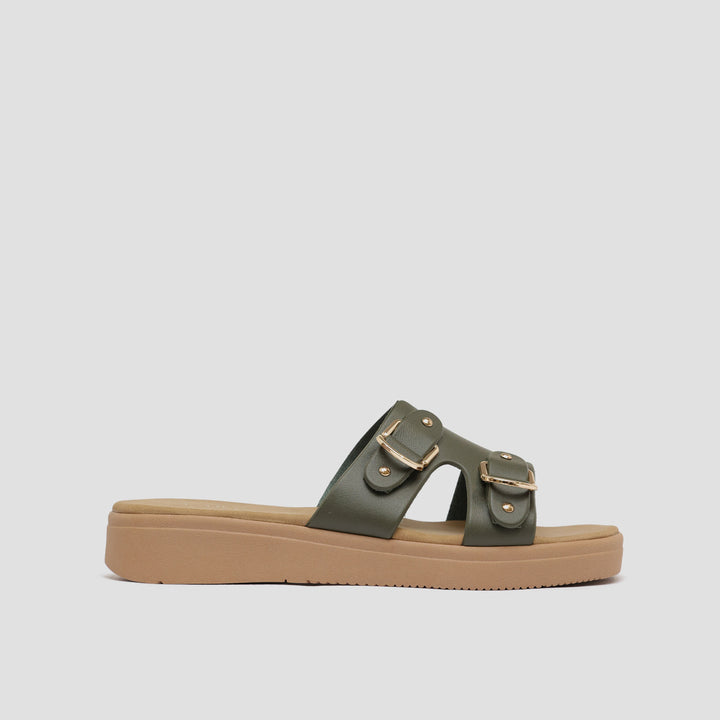 St. Yves Buckles Sandal Slipper Wanita