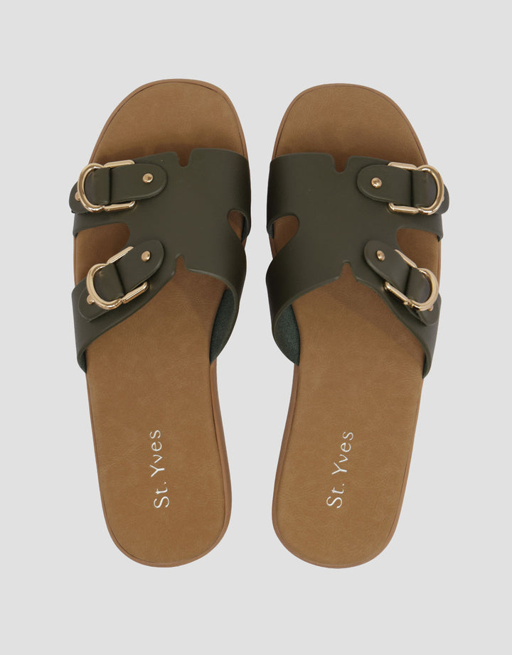St. Yves Buckles Sandal Slipper Wanita