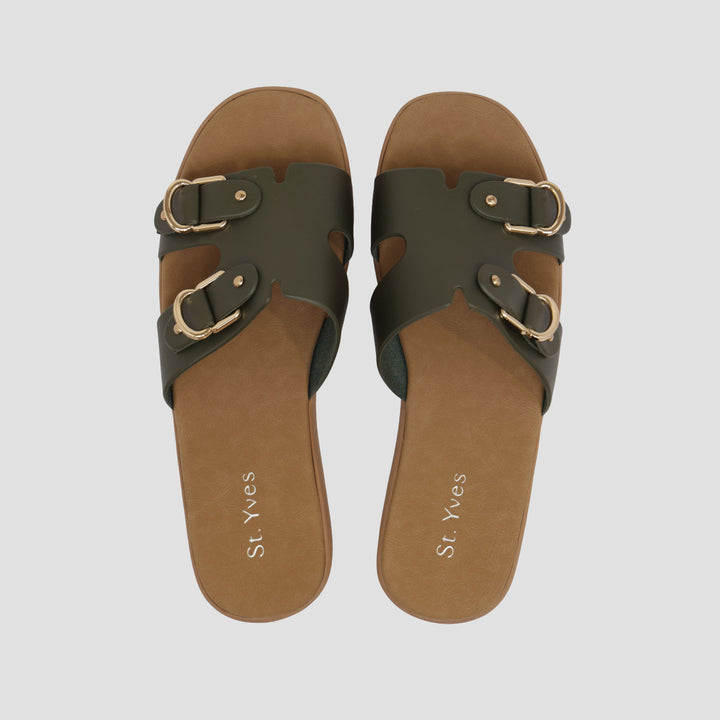 St. Yves Buckles Sandal Slipper Wanita
