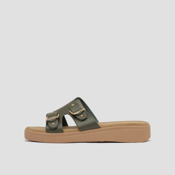 St. Yves Buckles Sandal Slipper Wanita