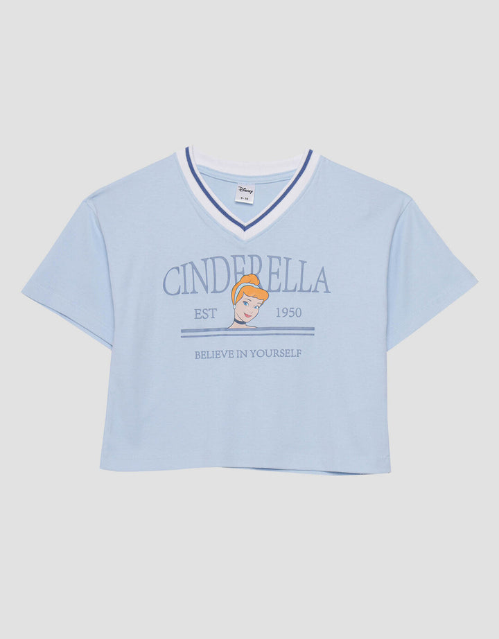 Disney Cinderella V-Neck Rib Kaos Anak Perempuan