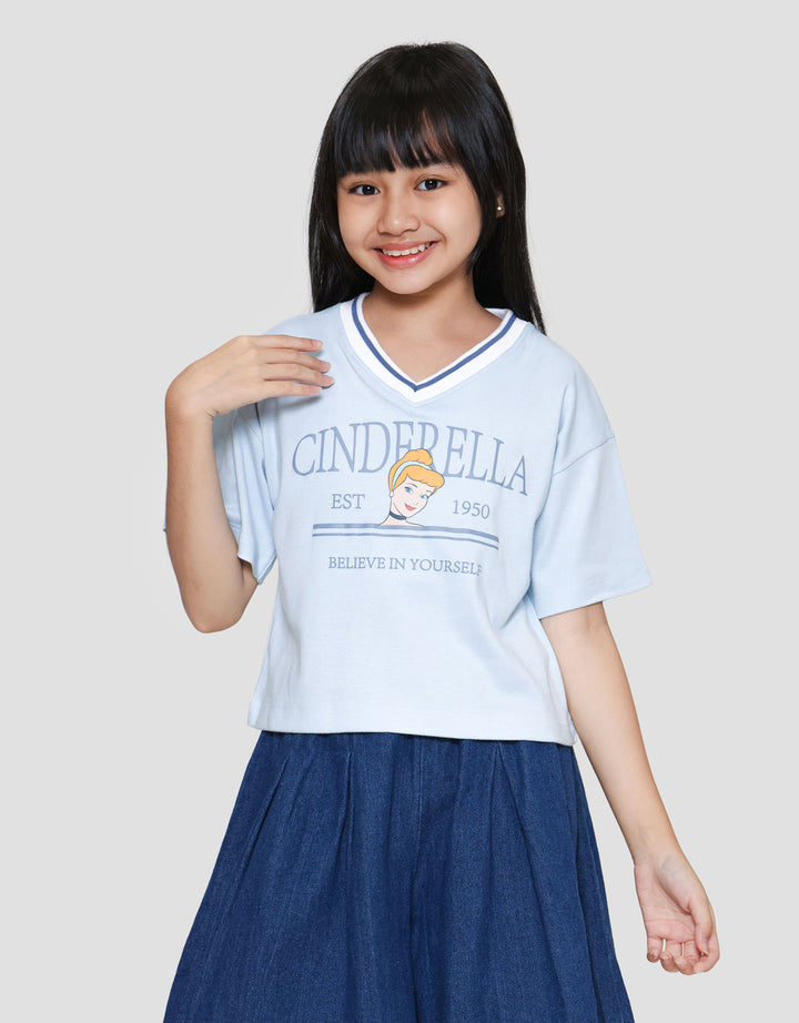 Disney Cinderella V-Neck Rib Kaos Anak Perempuan