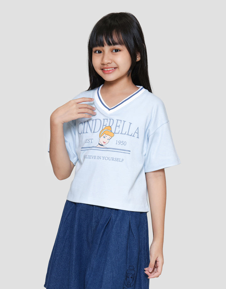 Disney Cinderella V-Neck Rib Kaos Anak Perempuan