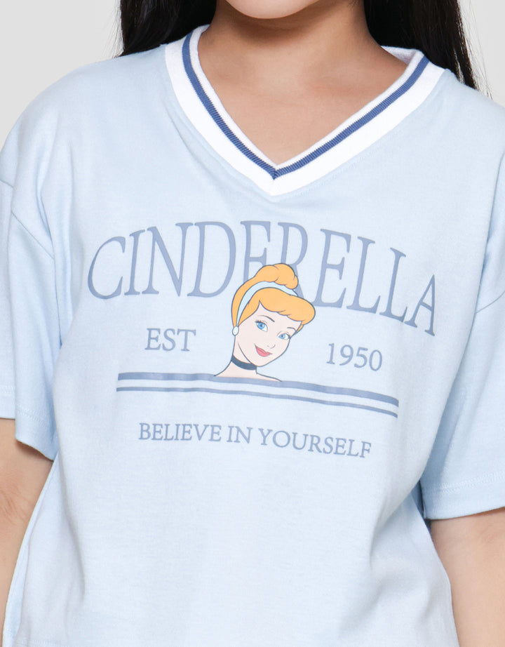 Disney Cinderella V-Neck Rib Kaos Anak Perempuan
