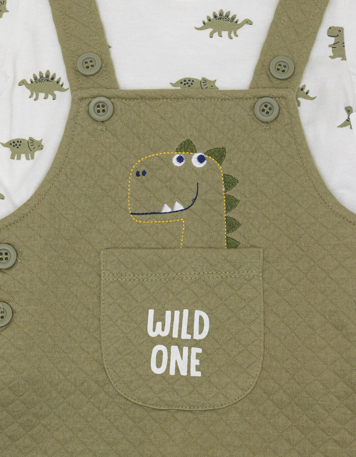 Little M Texture Quilting Bordir Dino Jumpsuit Bayi