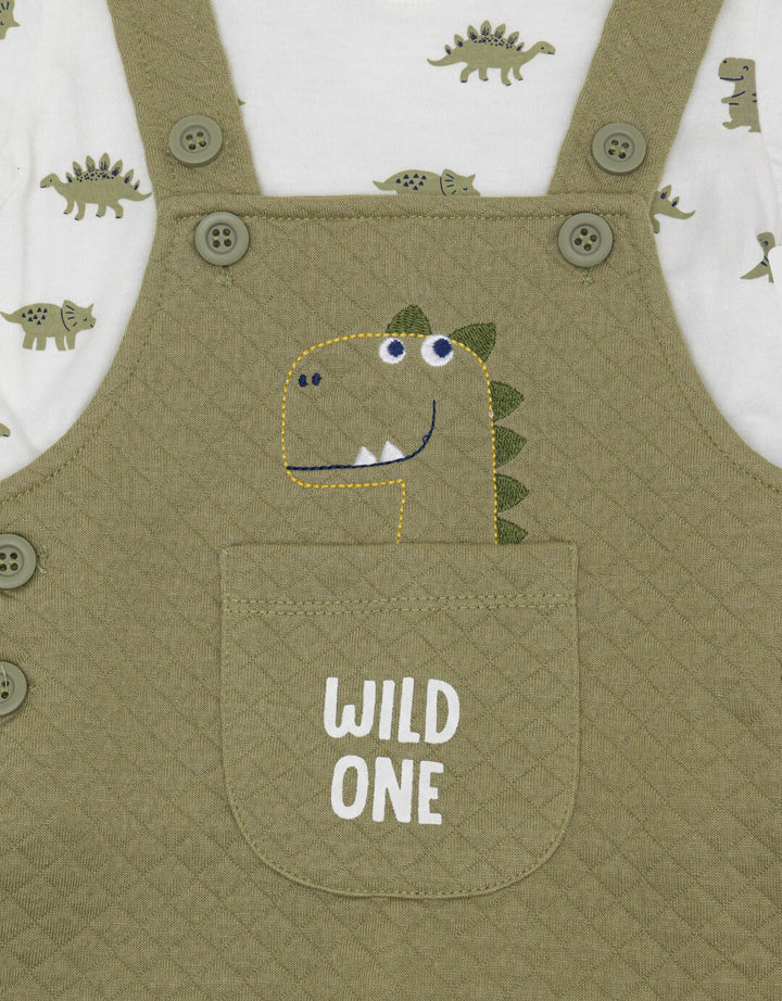 Little M Texture Quilting Bordir Dino Jumpsuit Bayi