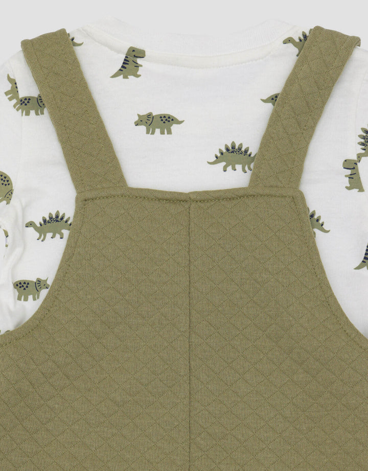 Little M Texture Quilting Bordir Dino Jumpsuit Bayi