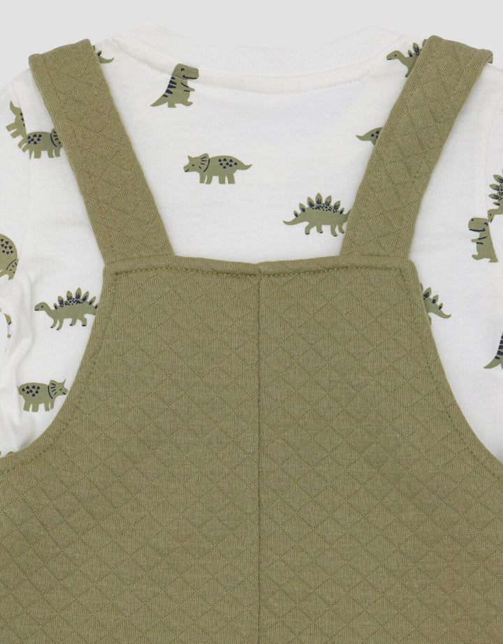 Little M Texture Quilting Bordir Dino Jumpsuit Bayi