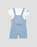 Little M Texture Quilting Bordir Shark Jumpsuit Overall Bayi