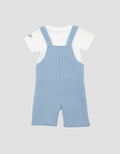 Little M Texture Quilting Bordir Shark Jumpsuit Overall Bayi