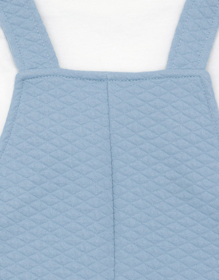 Little M Texture Quilting Bordir Shark Jumpsuit Overall Bayi