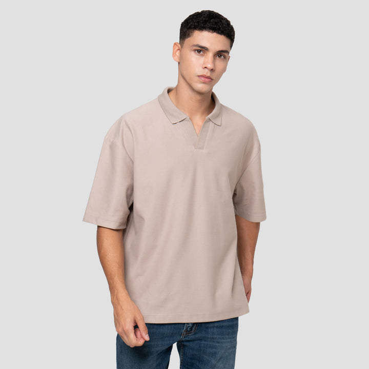 Nevada Basic Lapel Rib Texture Polo Oversize Pria