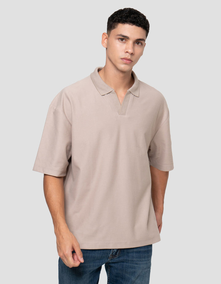 Nevada Basic Lapel Rib Texture Polo Oversize Pria