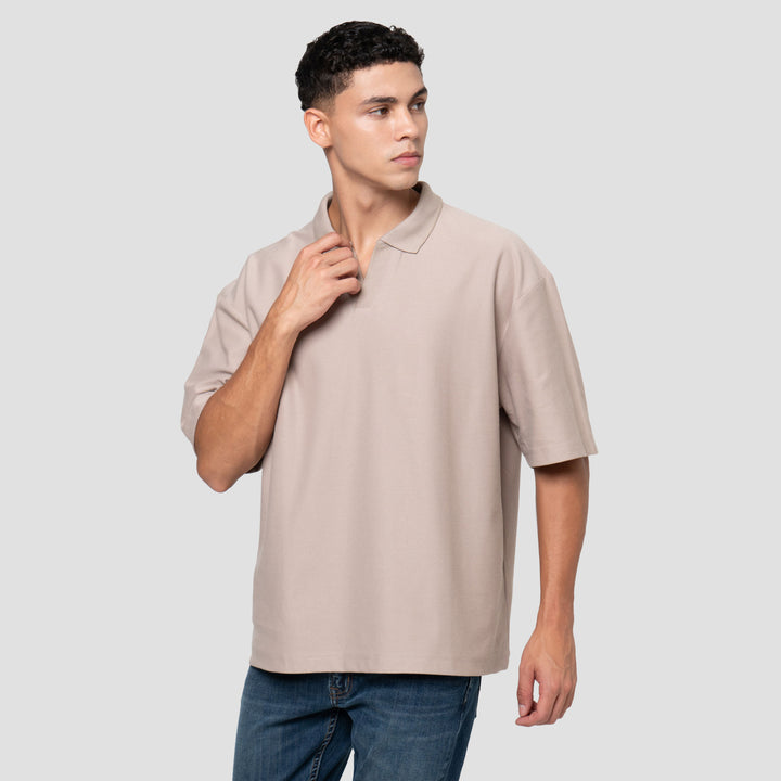 Nevada Basic Lapel Rib Texture Polo Oversize Pria