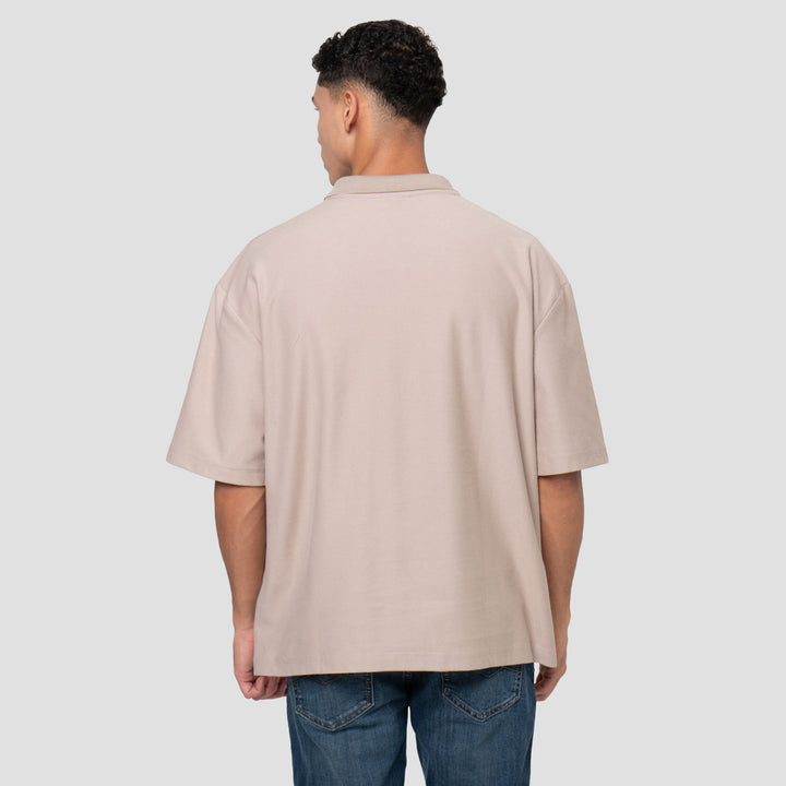 Nevada Basic Lapel Rib Texture Polo Oversize Pria