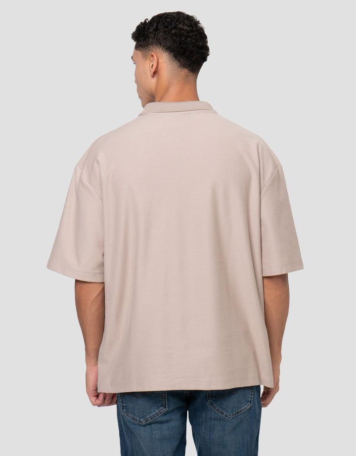 Nevada Basic Lapel Rib Texture Polo Oversize Pria