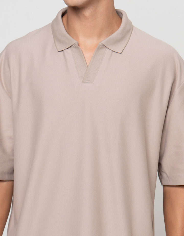 Nevada Basic Lapel Rib Texture Polo Oversize Pria