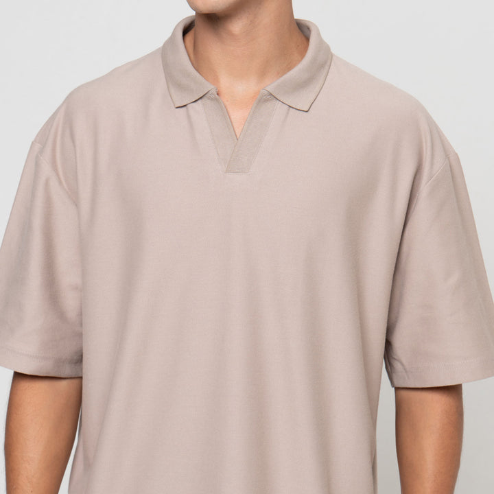 Nevada Basic Lapel Rib Texture Polo Oversize Pria
