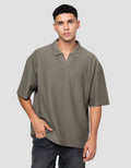 Nevada Basic Lapel Rib Texture Polo Oversize Pria