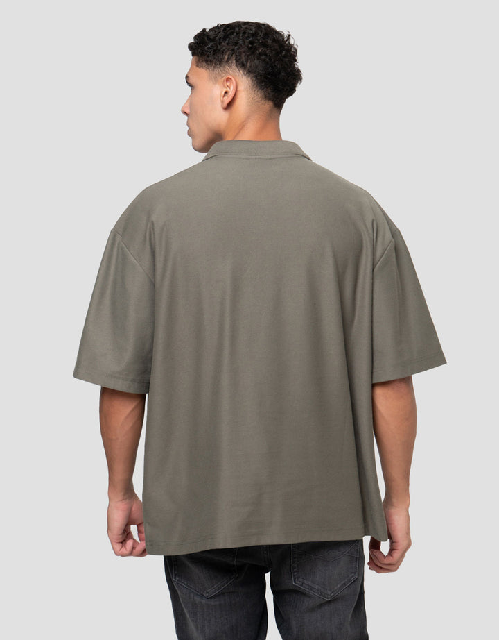 Nevada Basic Lapel Rib Texture Polo Oversize Pria