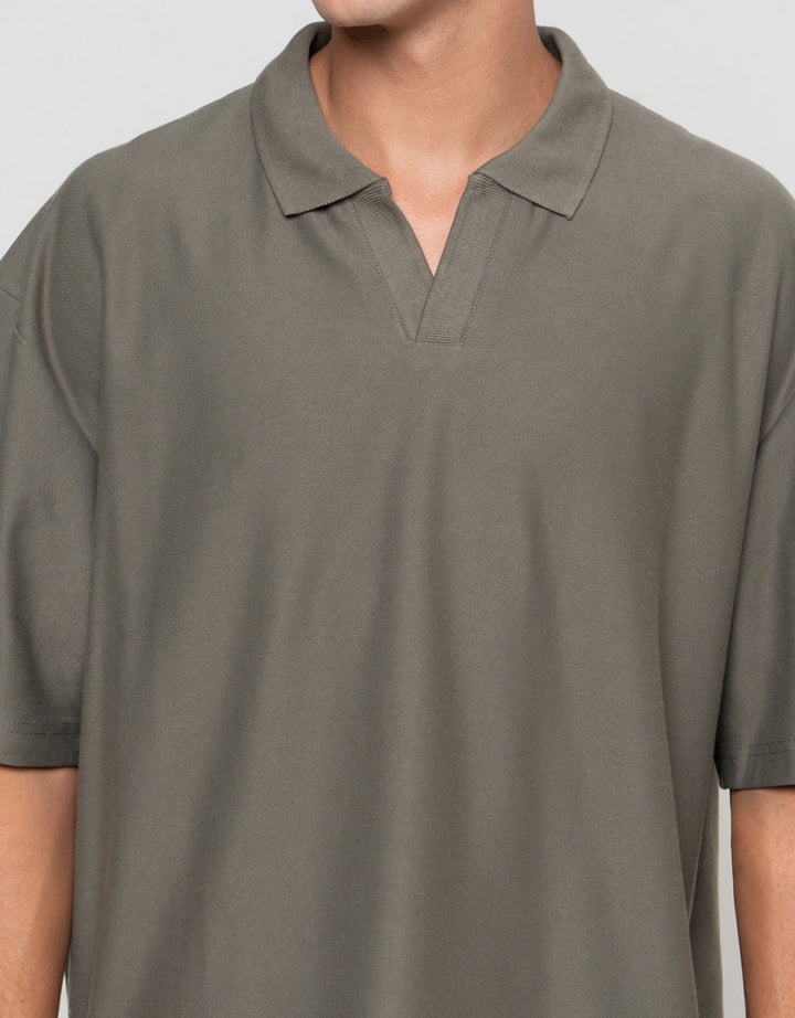 Nevada Basic Lapel Rib Texture Polo Oversize Pria