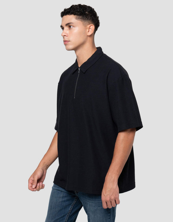 Nevada Plain Basic With Zipper Polo Oversize Pria