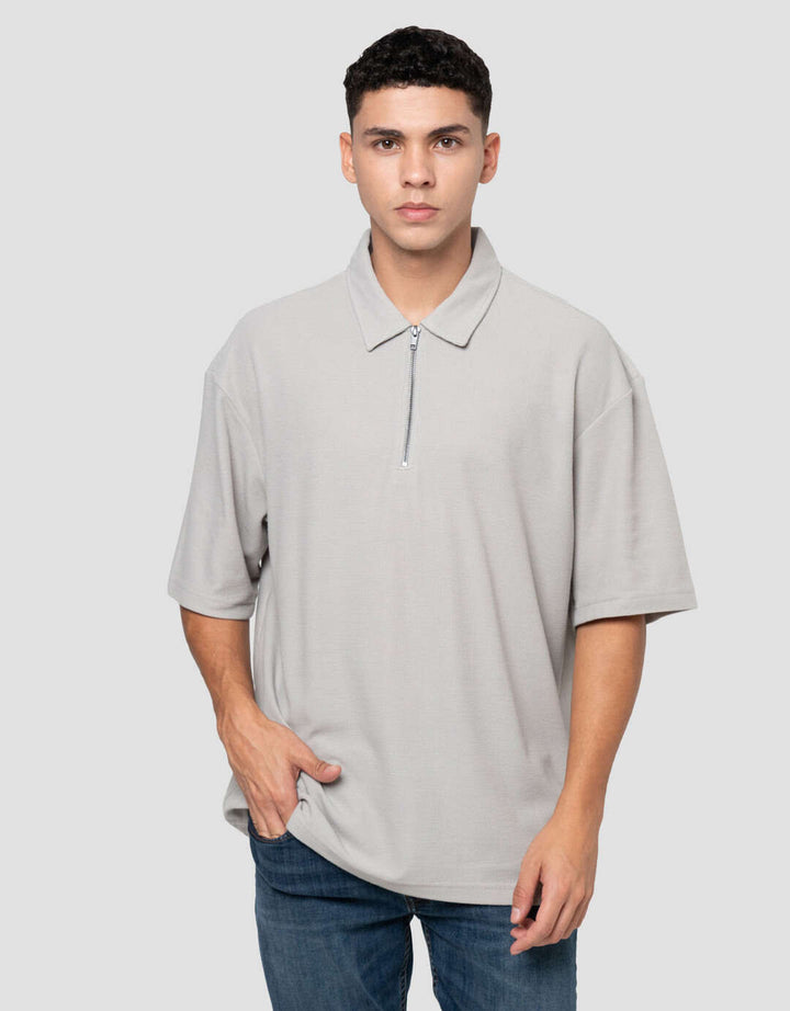 Nevada Plain Basic With Zipper Polo Oversize Pria