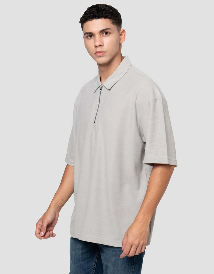 Nevada Plain Basic With Zipper Polo Oversize Pria